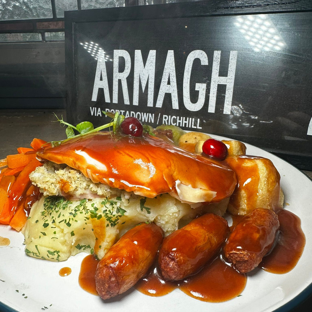 Sausages, champ and gravy