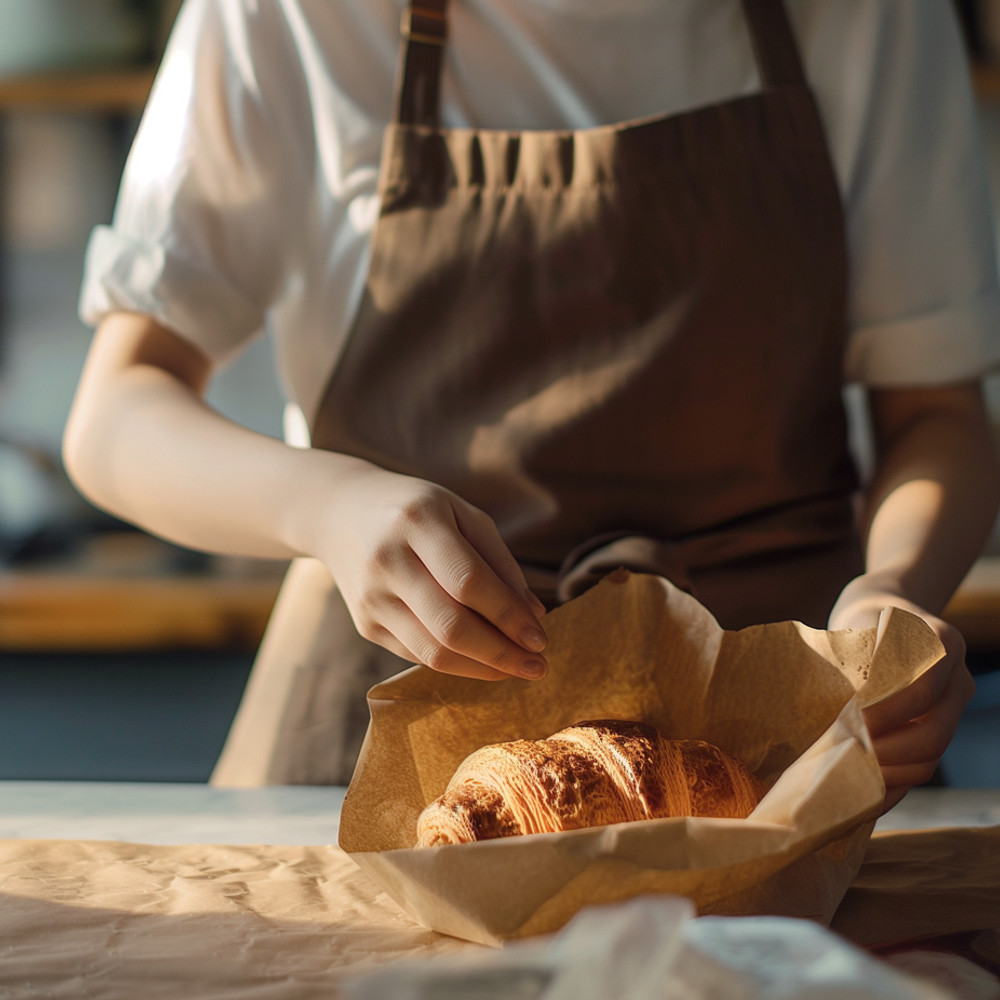 A member of the 4C team handing over a fresh bake